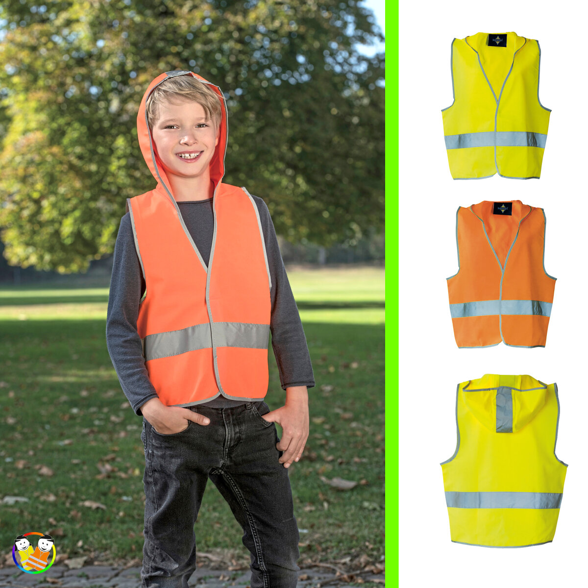 Korntex® - Kinderwarnweste mit Kapuze - Hooded Safety Vest, 4,69 €