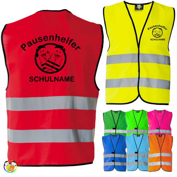 Pausenhelfer Warnschutz Weste mit Schulnamen Aufdruck, 5,95 €