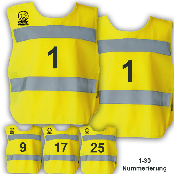 Kindergarten Warnweste Neongelb mit Logo Aufdruck viele Druckflächen  Sponsoring