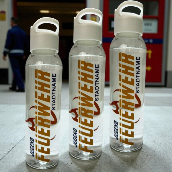 Personalisierte 2510 Jugend Feuerwehr-Trinkflasche aus recyceltem RPET | Jugendfeuerwehr Flasche mit Name & Stadt | BPA-frei