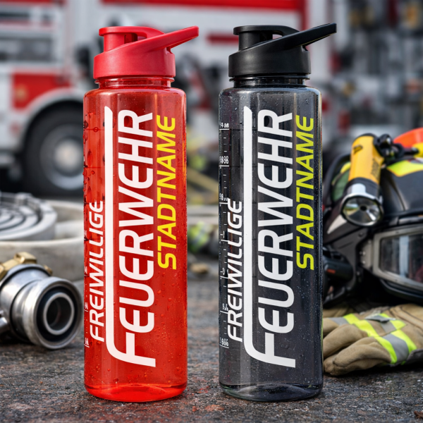 Feuerwehr Trinkflasche 5010 farbig 1000ml  inkl. Wunschnamen